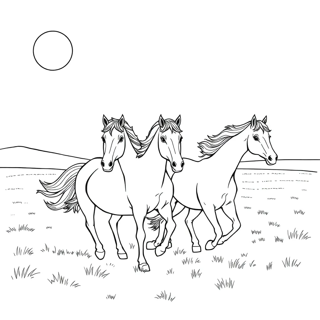 Horses coloring page