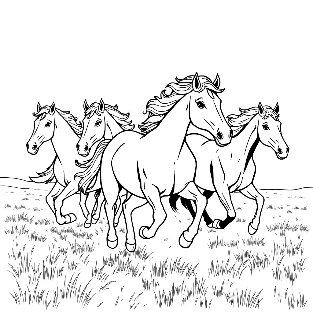 Horses coloring page