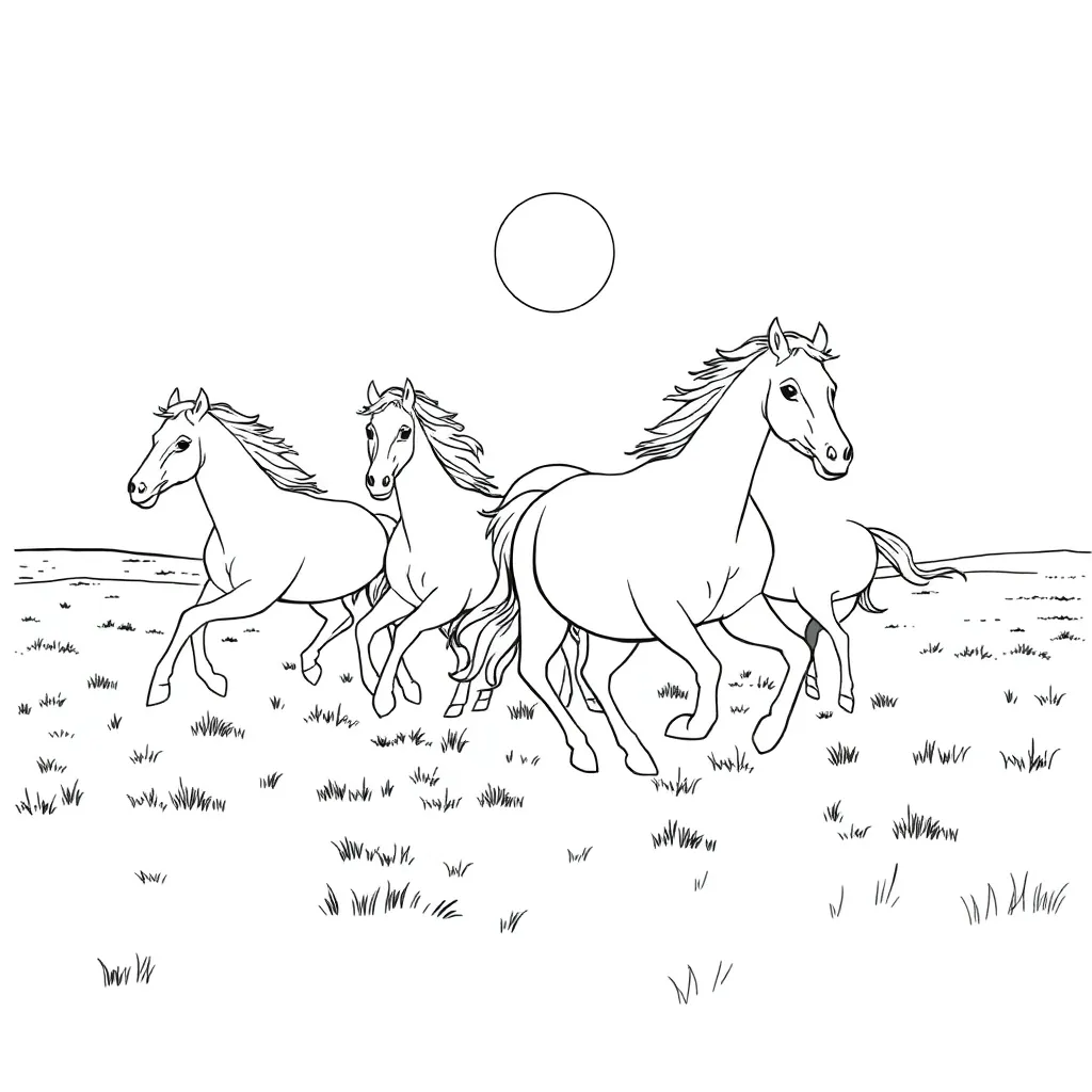 Horses coloring page