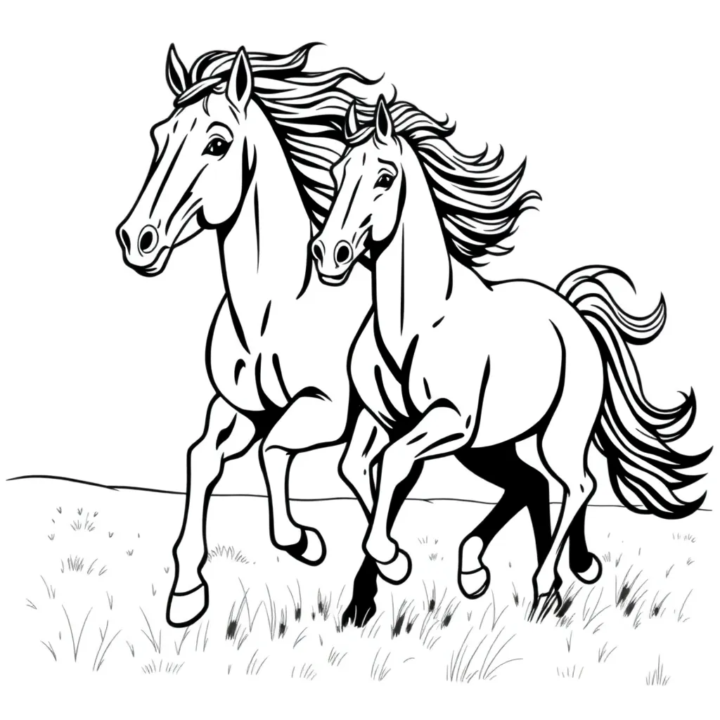 Horses coloring page