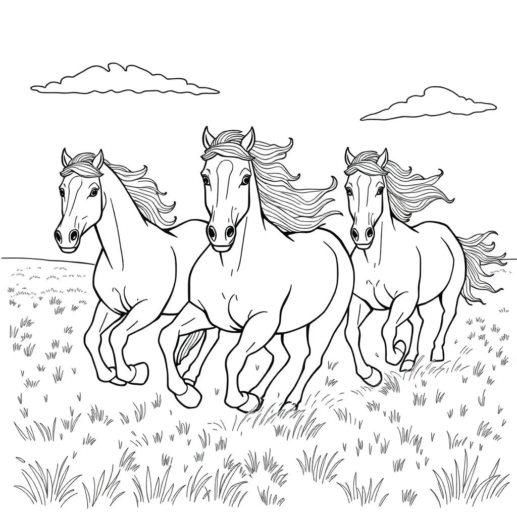 Horses coloring page
