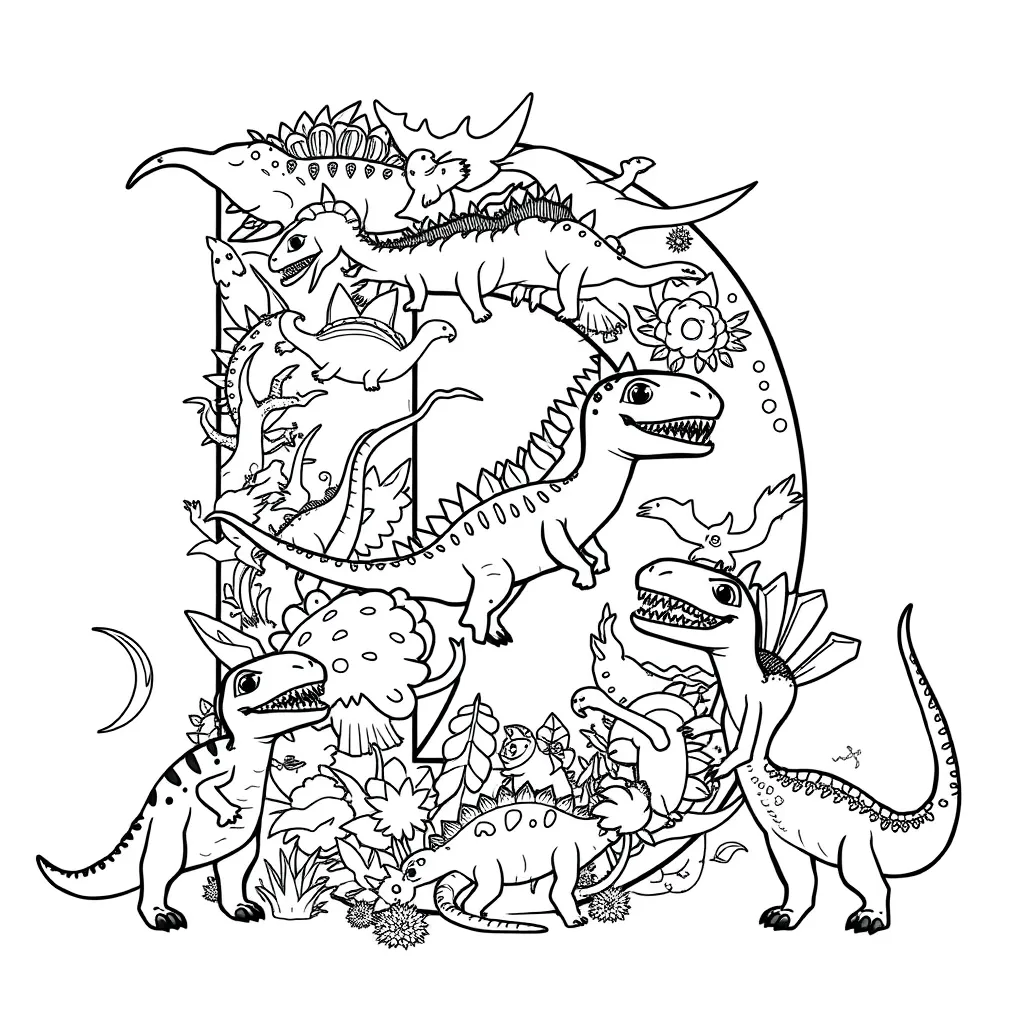 Letter D coloring page