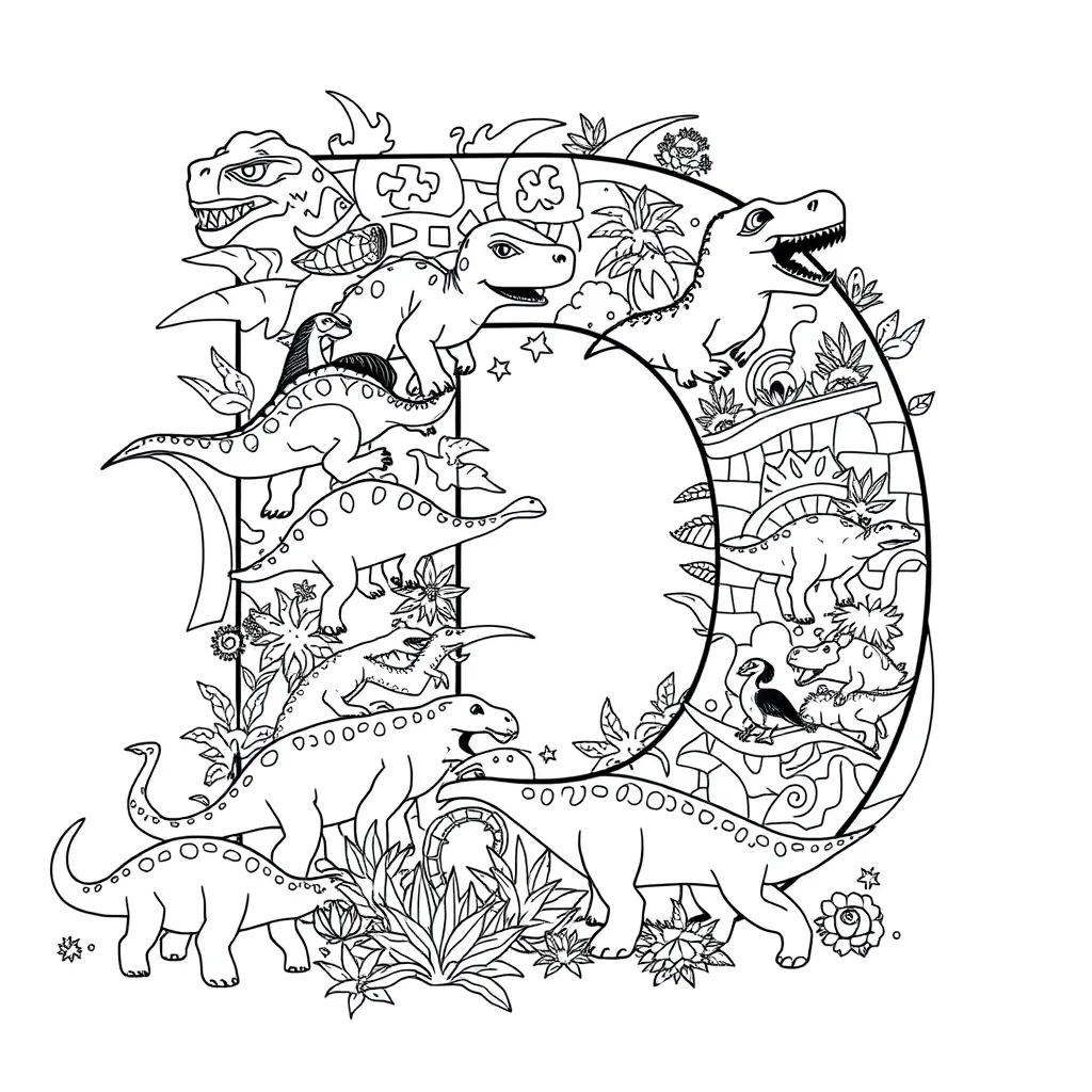 Letter D coloring page
