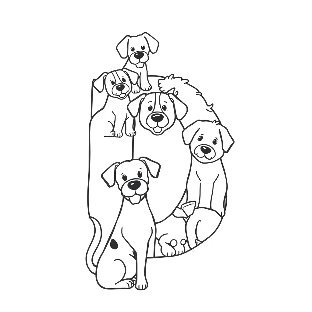 Letter D coloring page