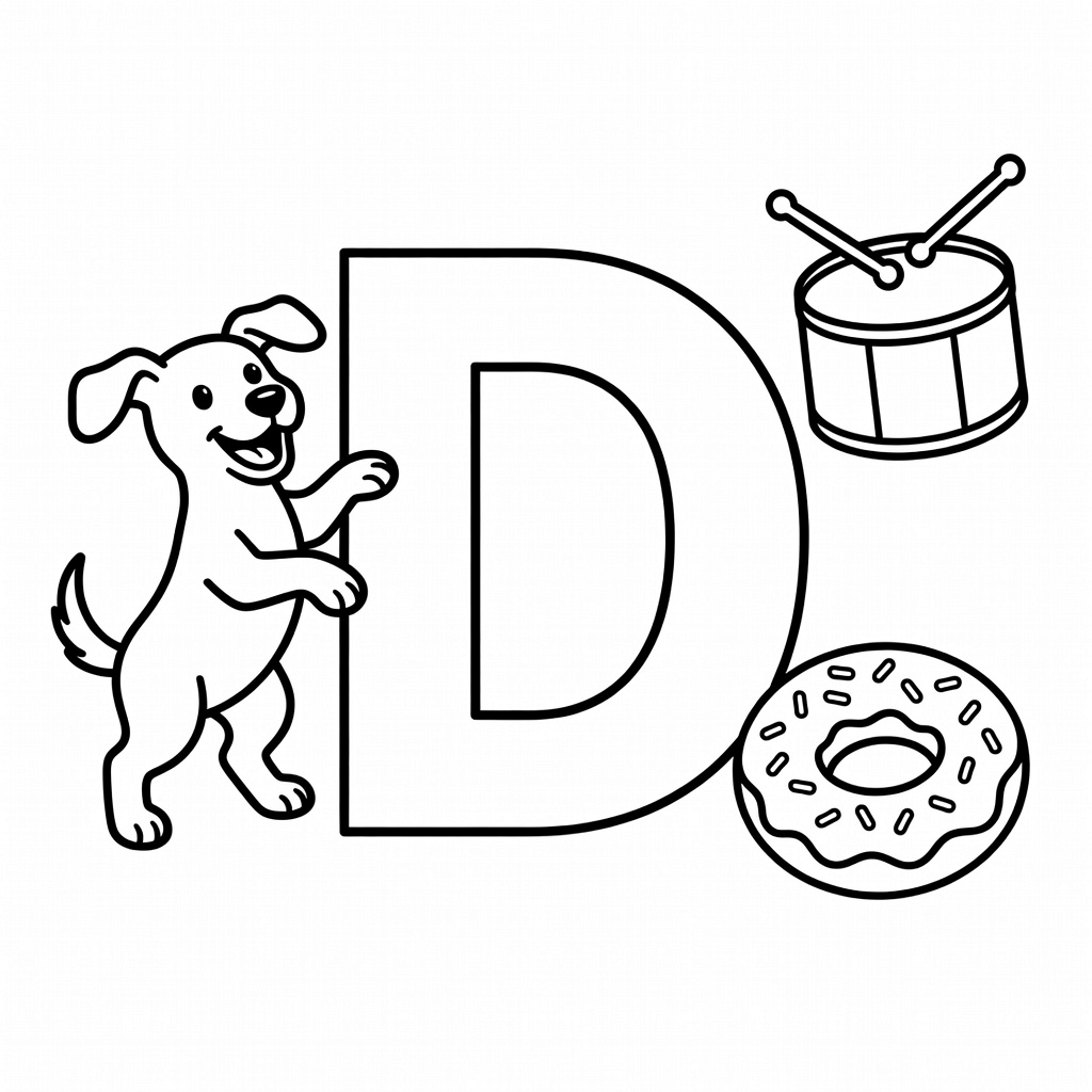 Letter D coloring page