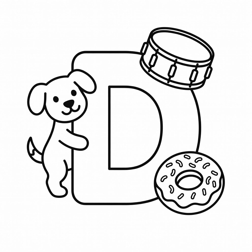 Letter D coloring page