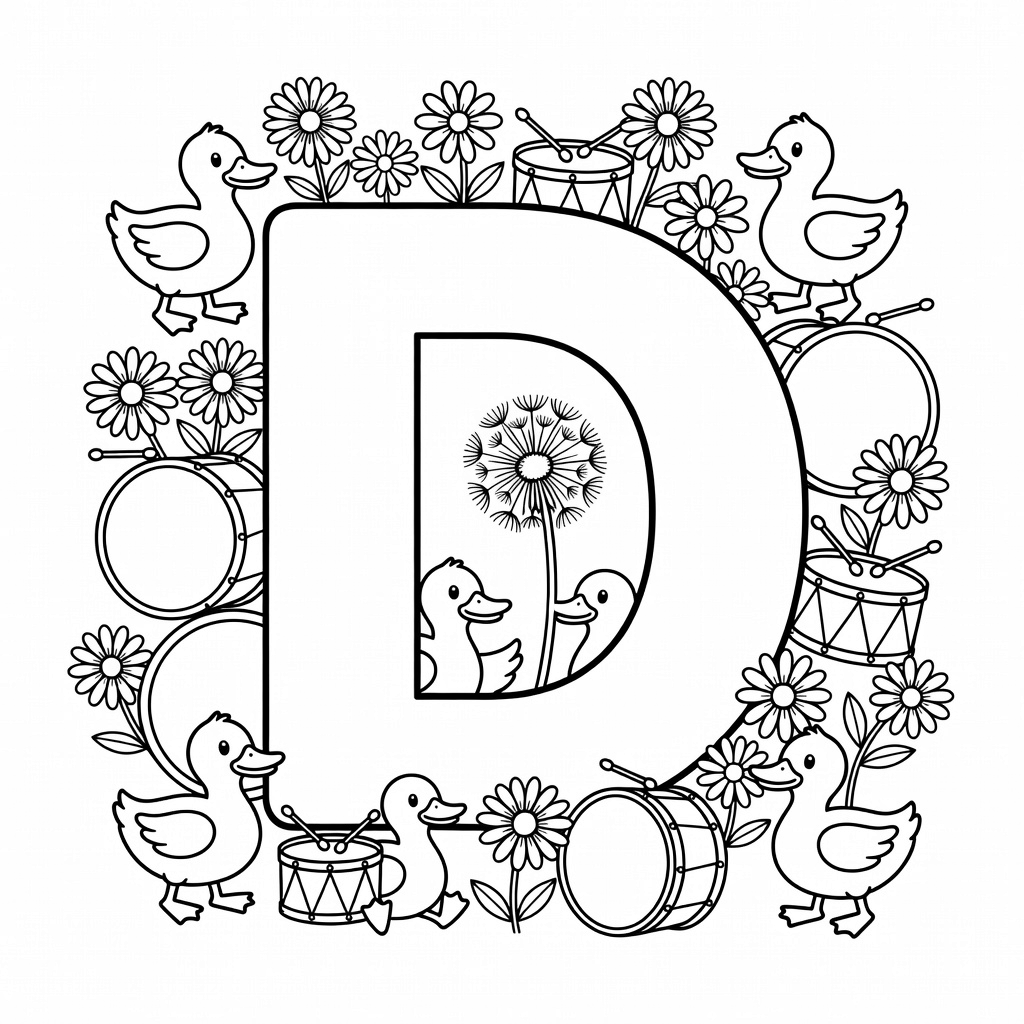 Letter D coloring page
