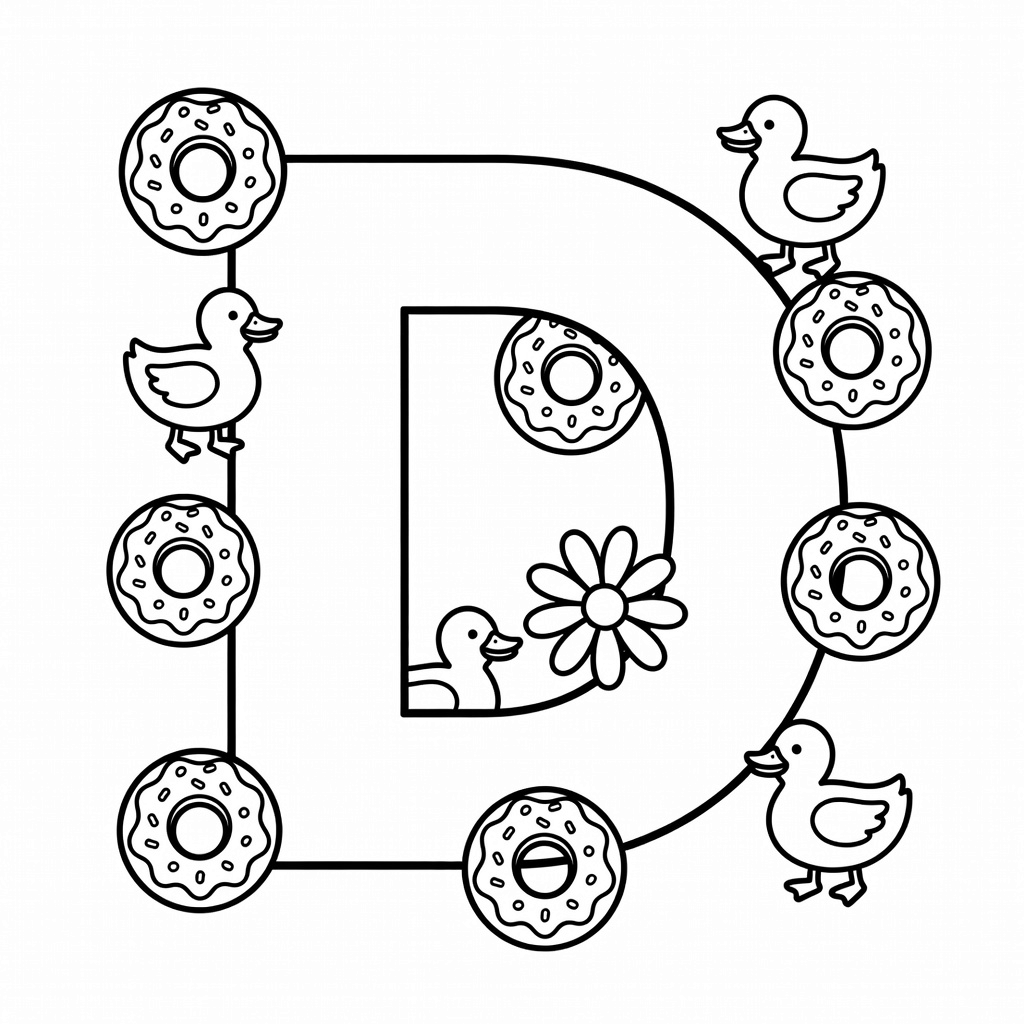 Letter D coloring page