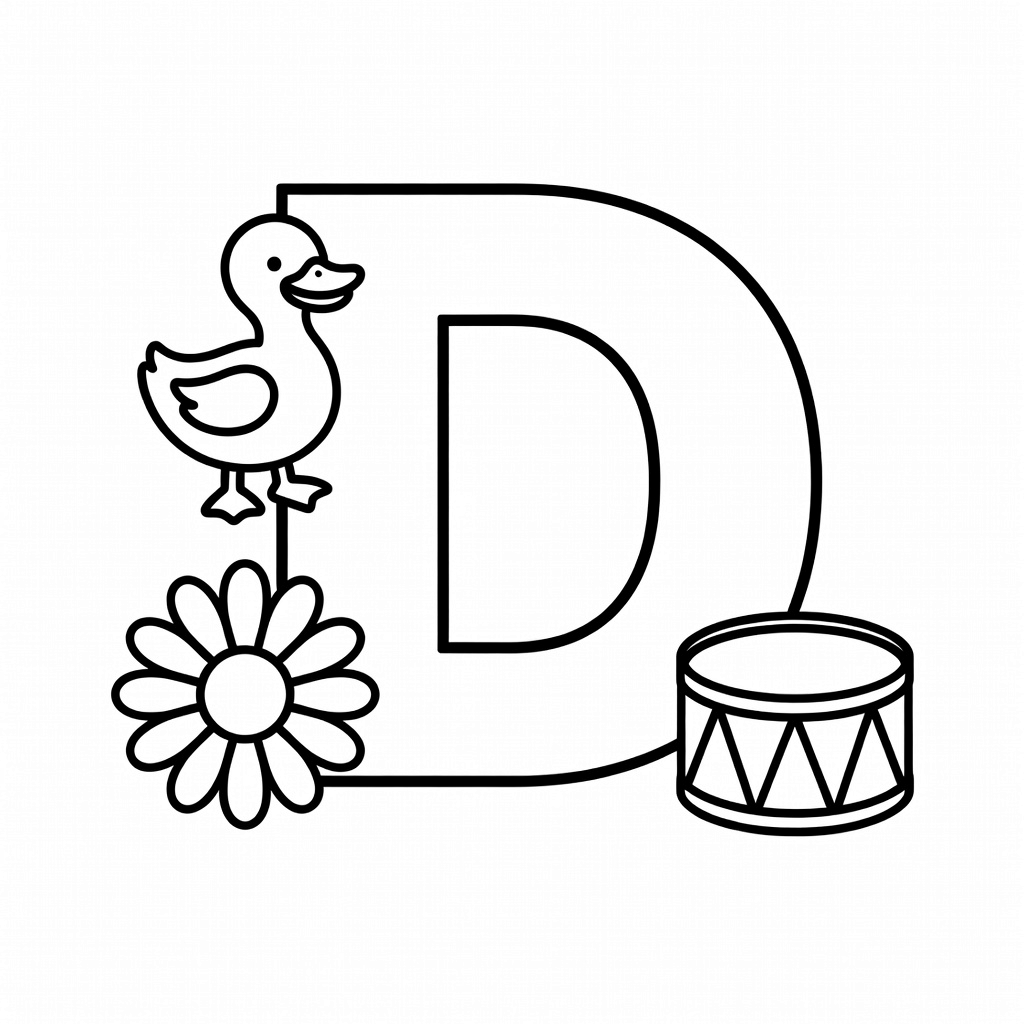 Letter D coloring page
