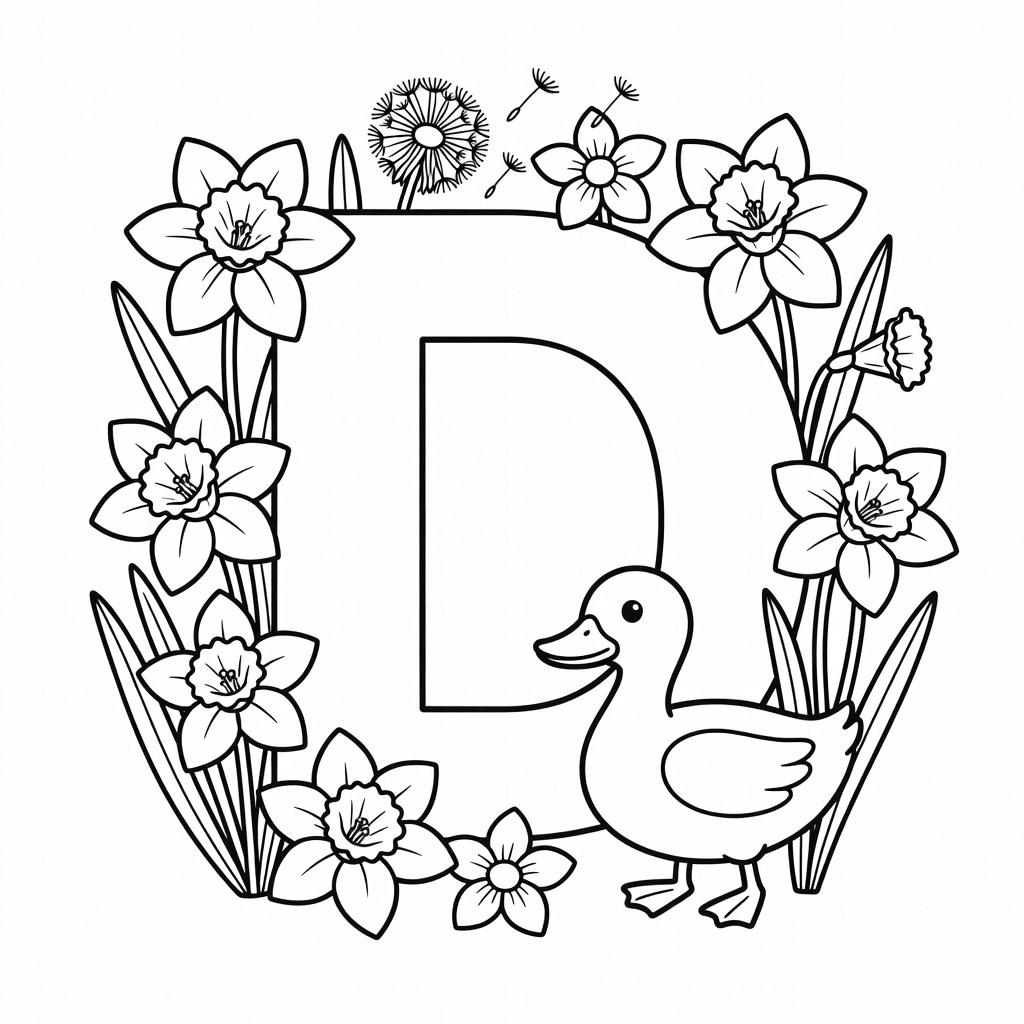 Letter D coloring page