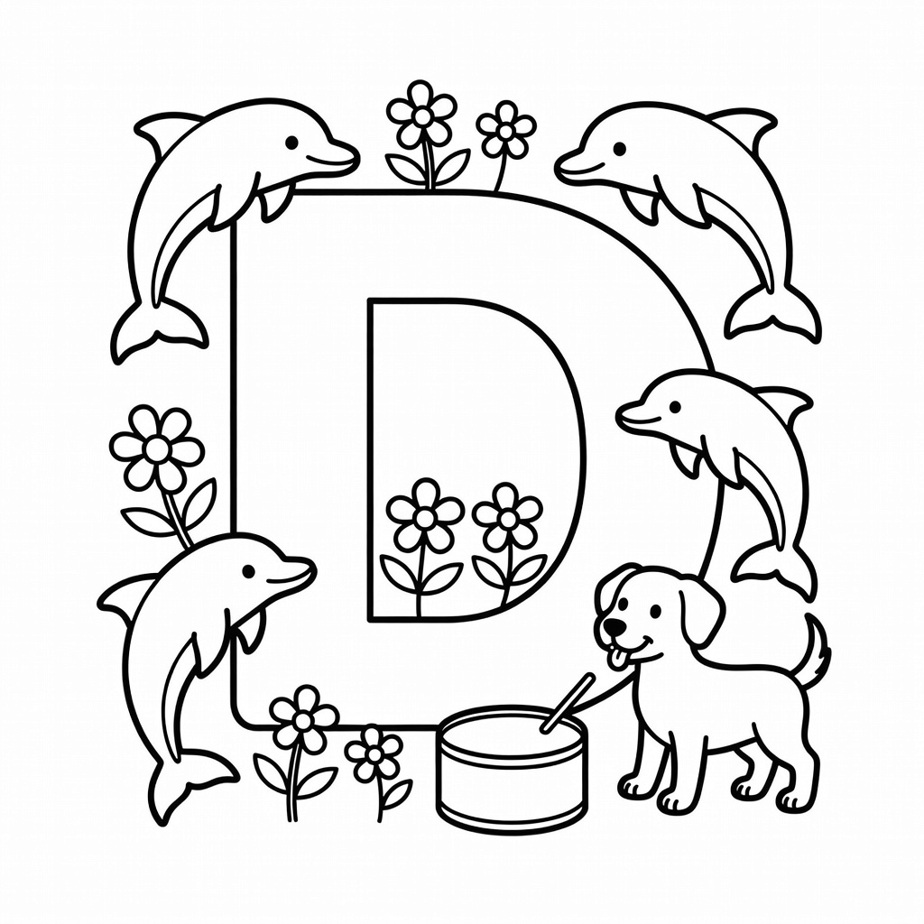 Letter D coloring page