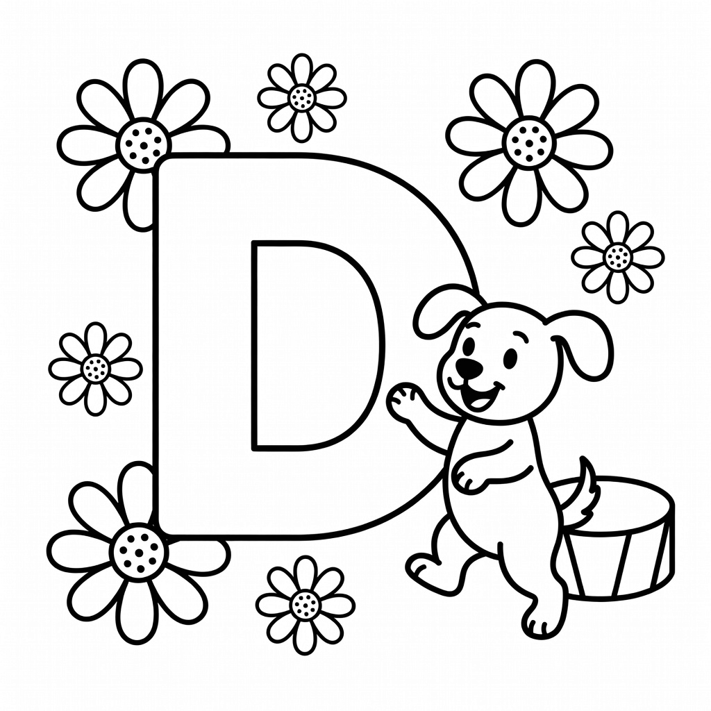 Letter D coloring page