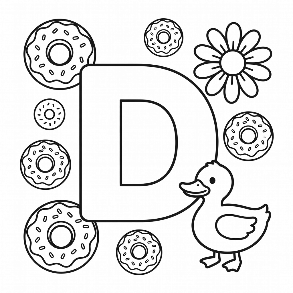 Letter D coloring page