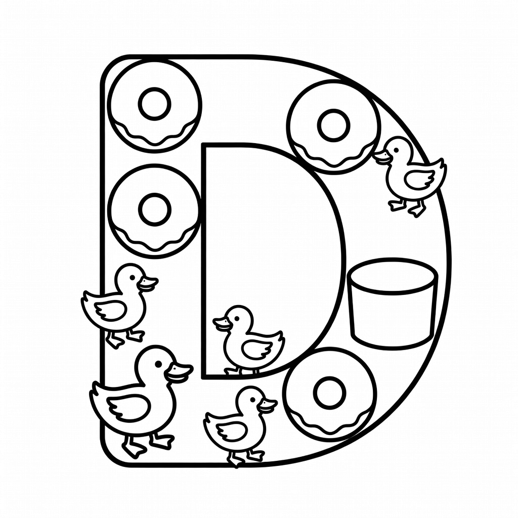 Letter D coloring page