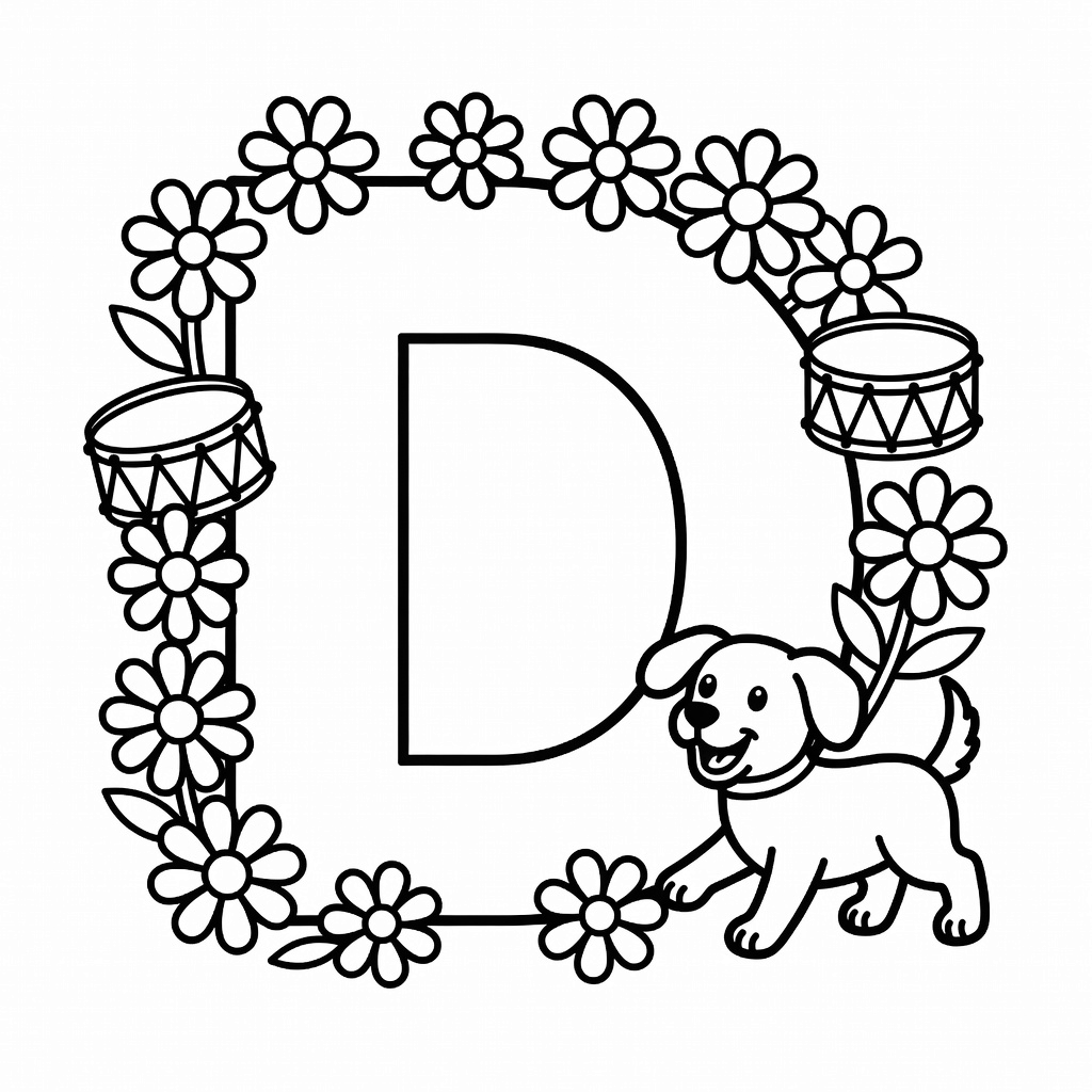 Letter D coloring page