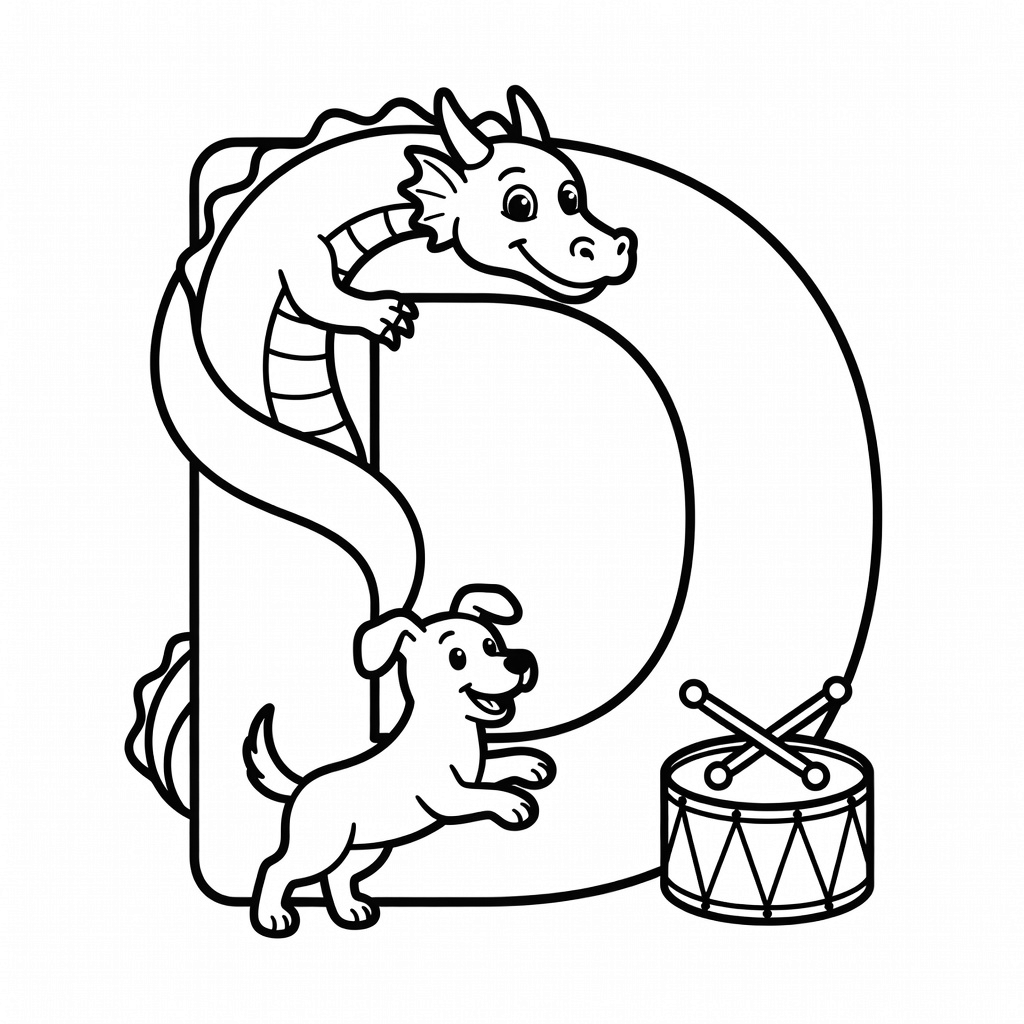 Letter D coloring page