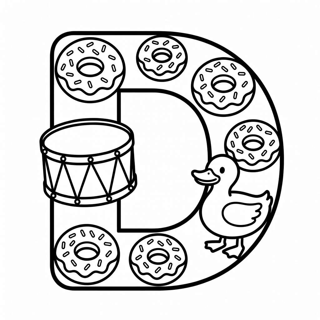 Letter D coloring page