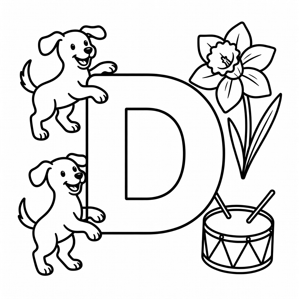 Letter D coloring page