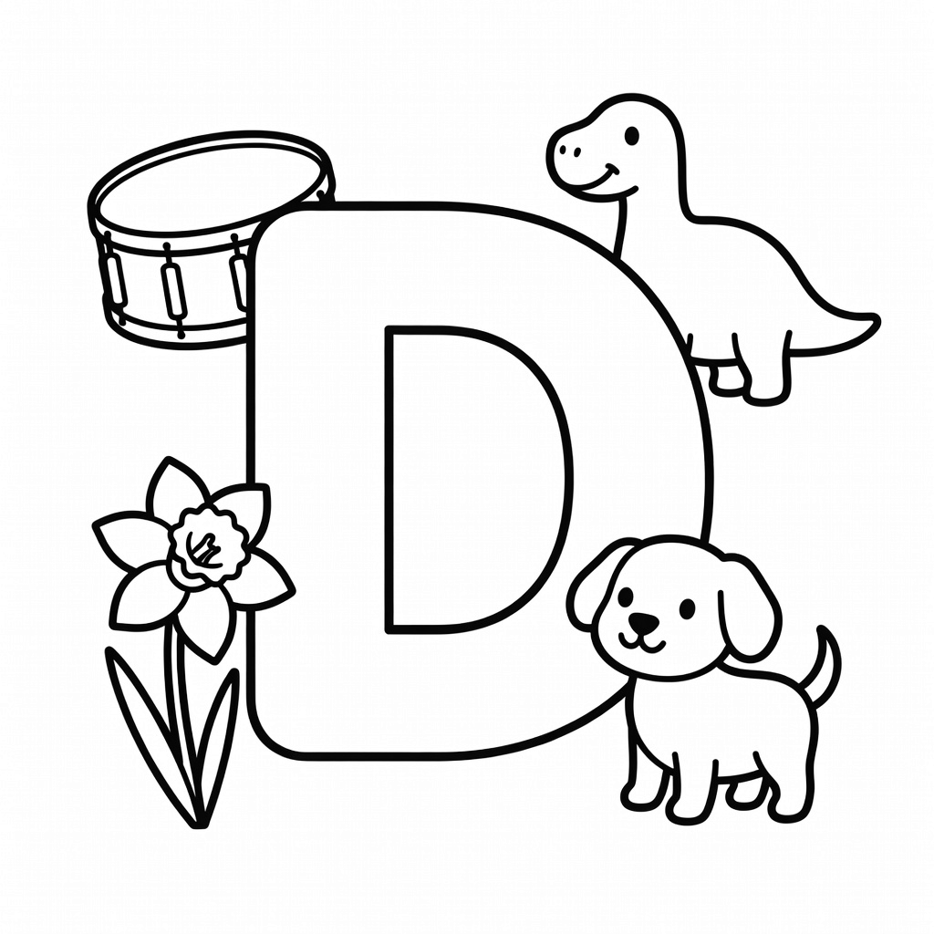 Letter D coloring page