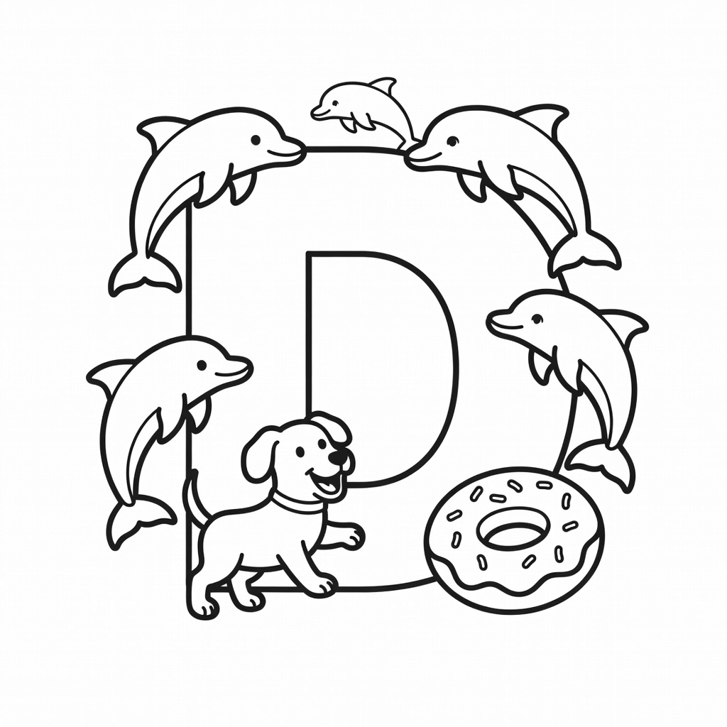 Letter D coloring page