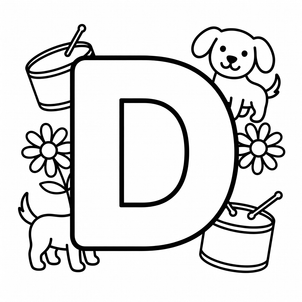 Letter D coloring page