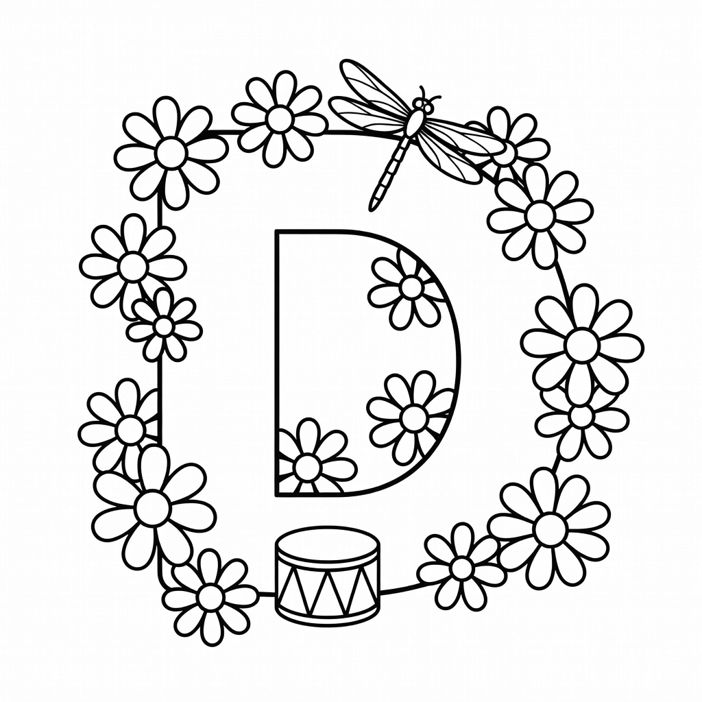 Letter D coloring page