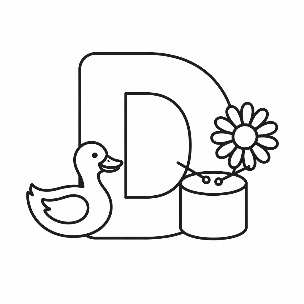 Letter D coloring page