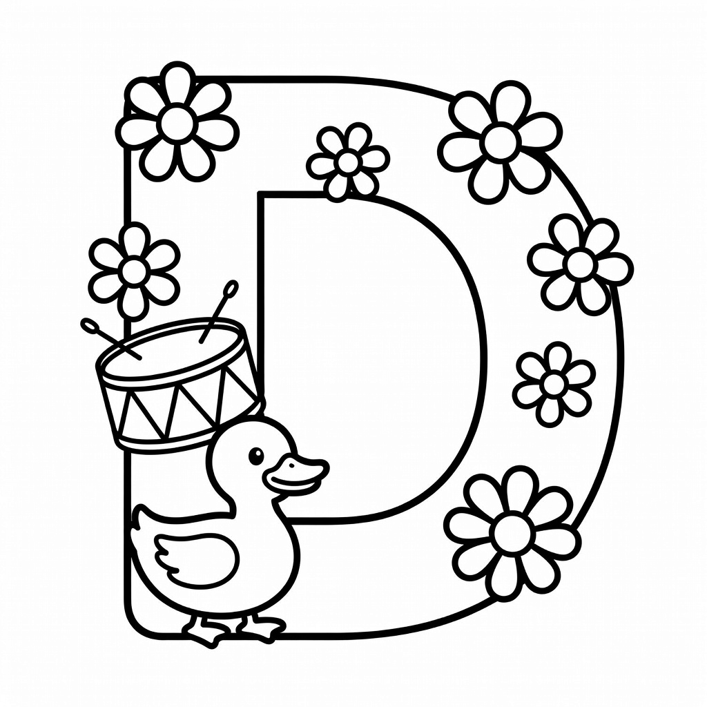 Letter D coloring page