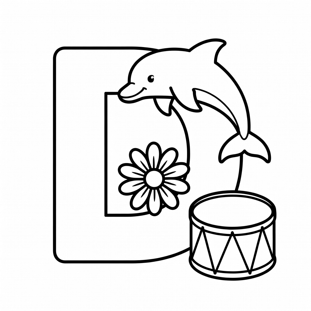 Letter D coloring page
