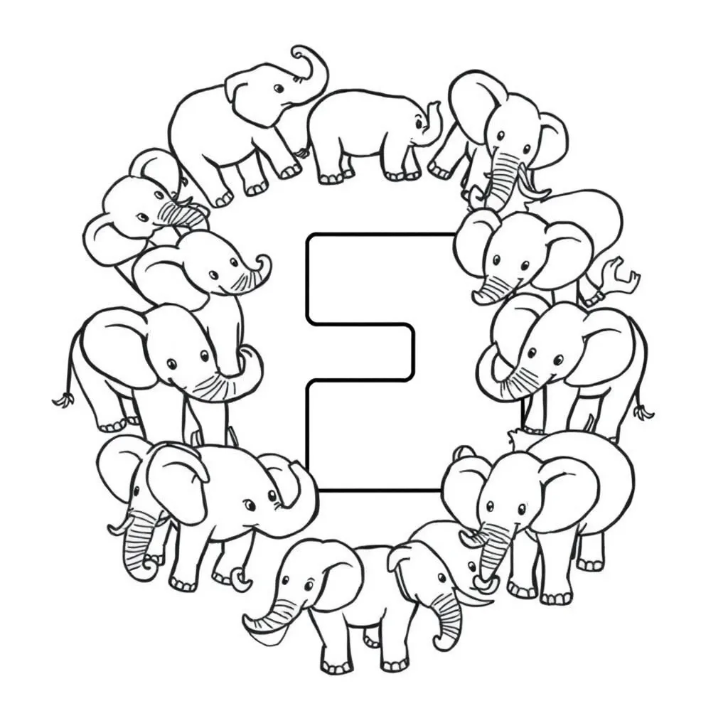 Letter E coloring page