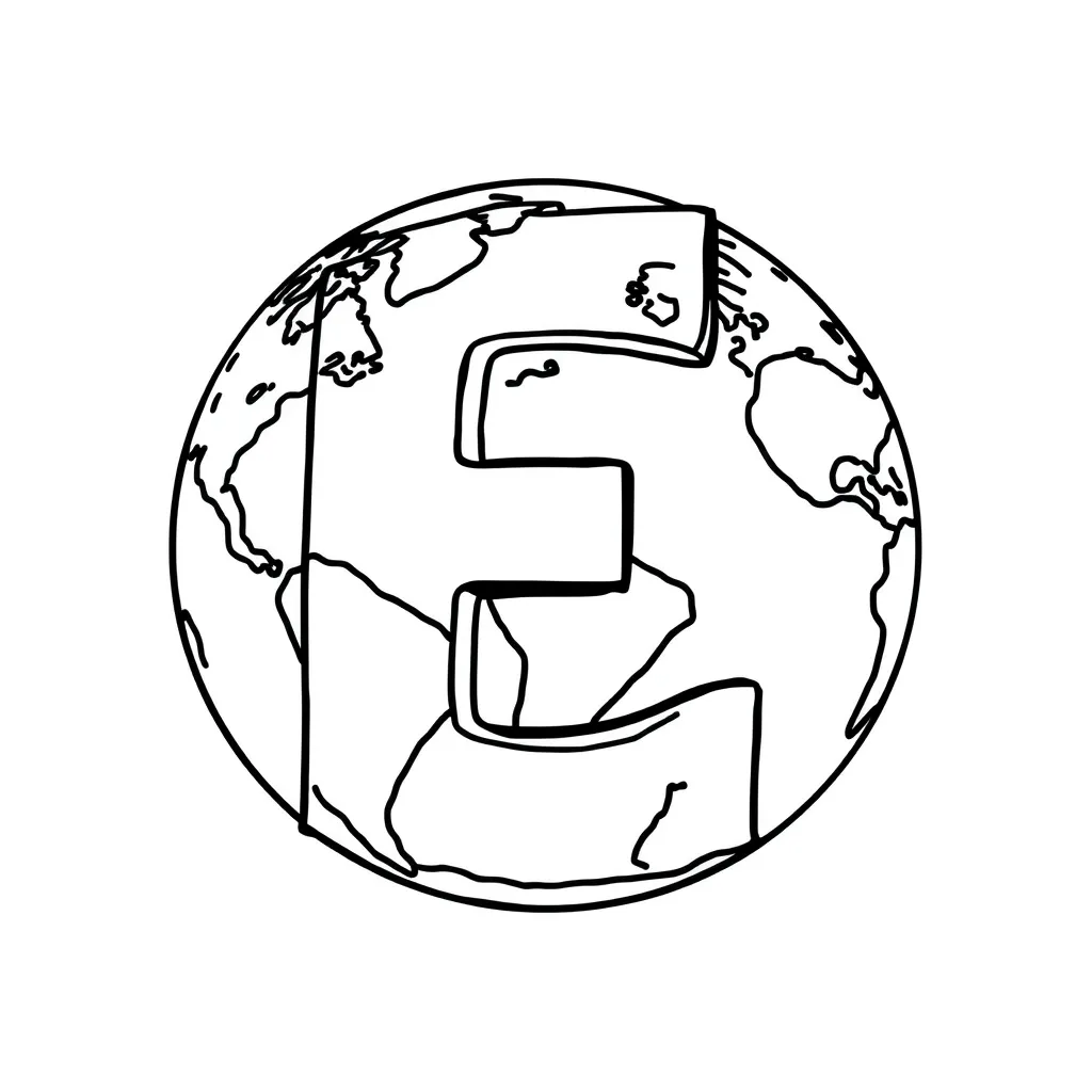 Letter E coloring page