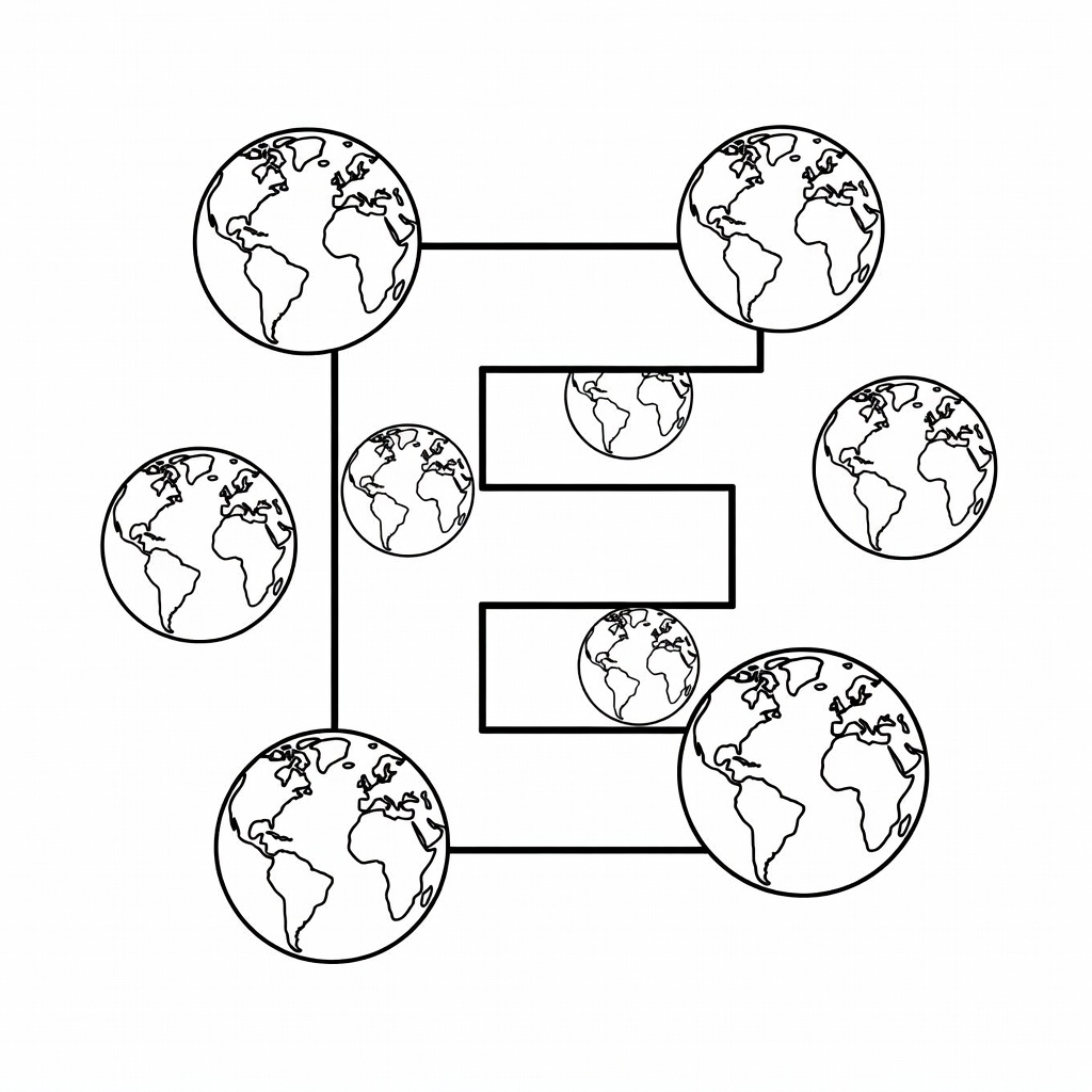 Letter E coloring page