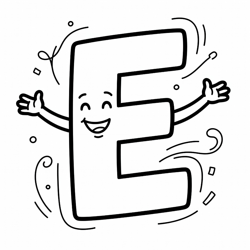Letter E coloring page