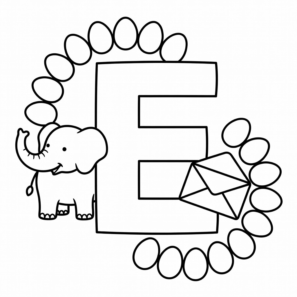 Letter E coloring page