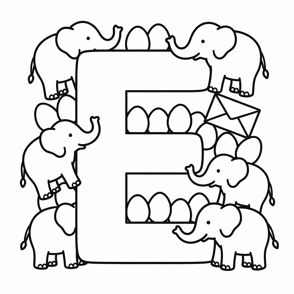 Letter E coloring page