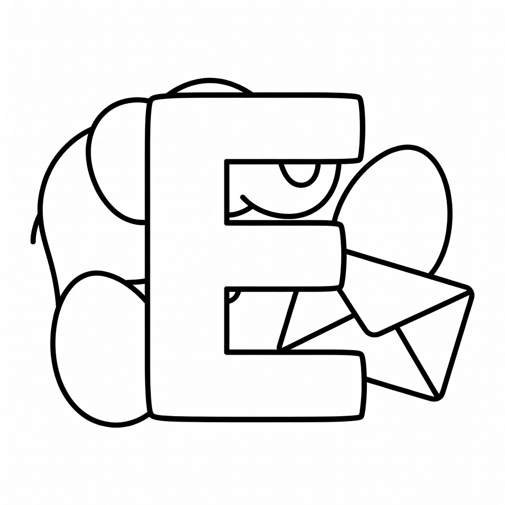 Letter E coloring page