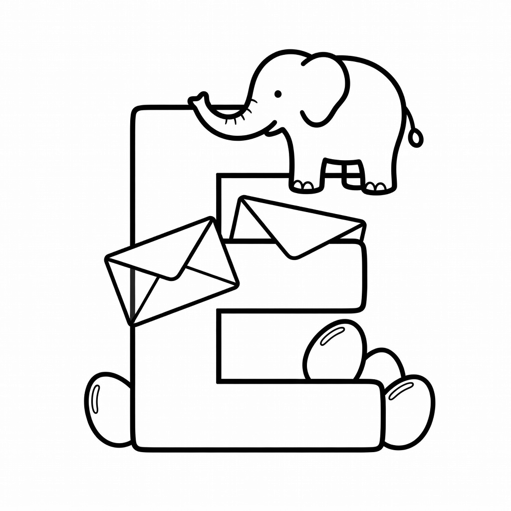 Letter E coloring page