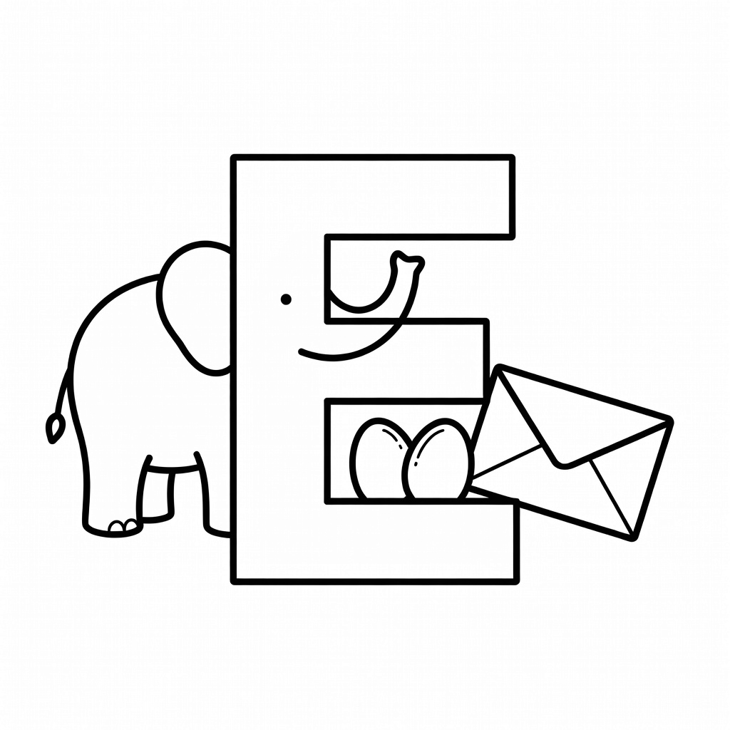 Letter E coloring page