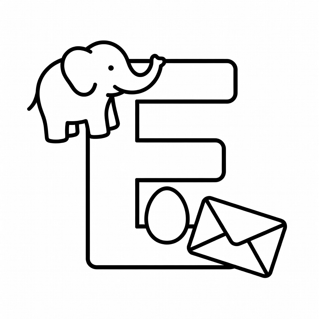 Letter E coloring page