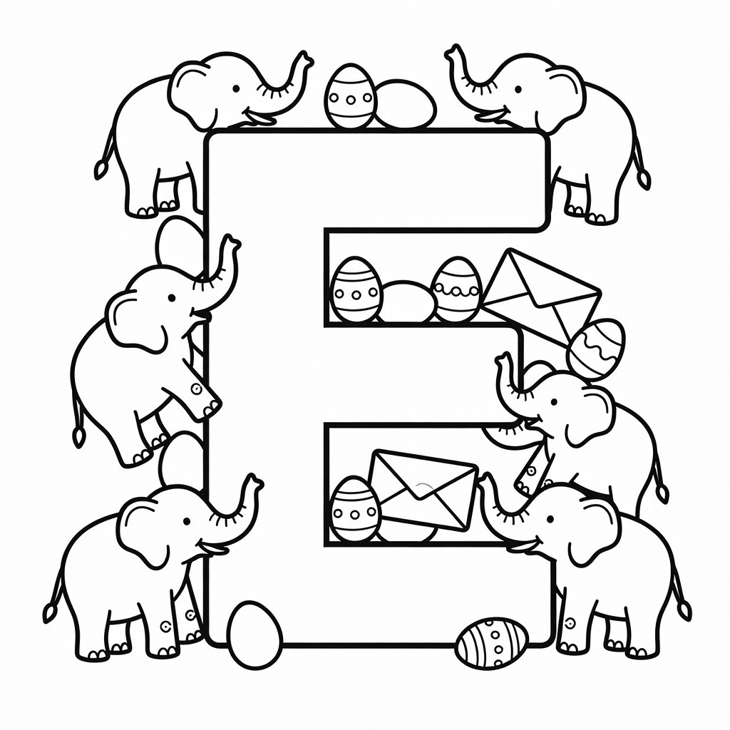Letter E coloring page