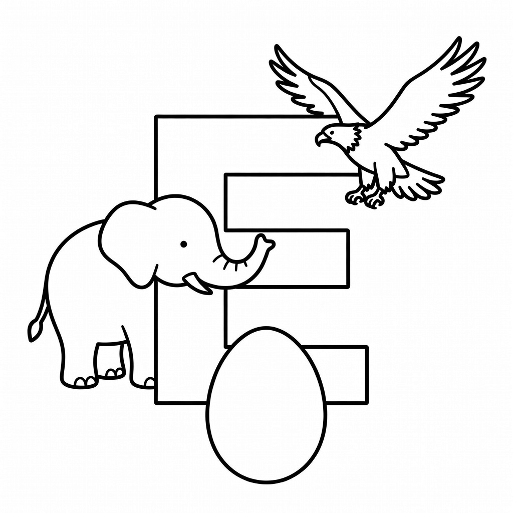 Letter E coloring page