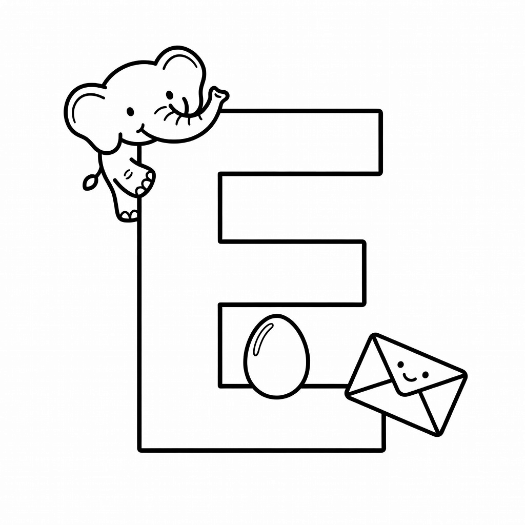 Letter E coloring page