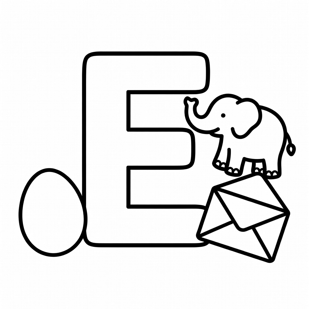 Letter E coloring page