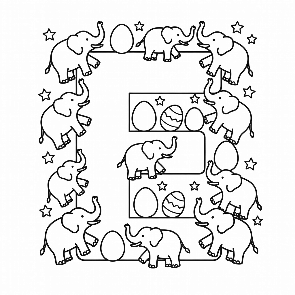 Letter E coloring page