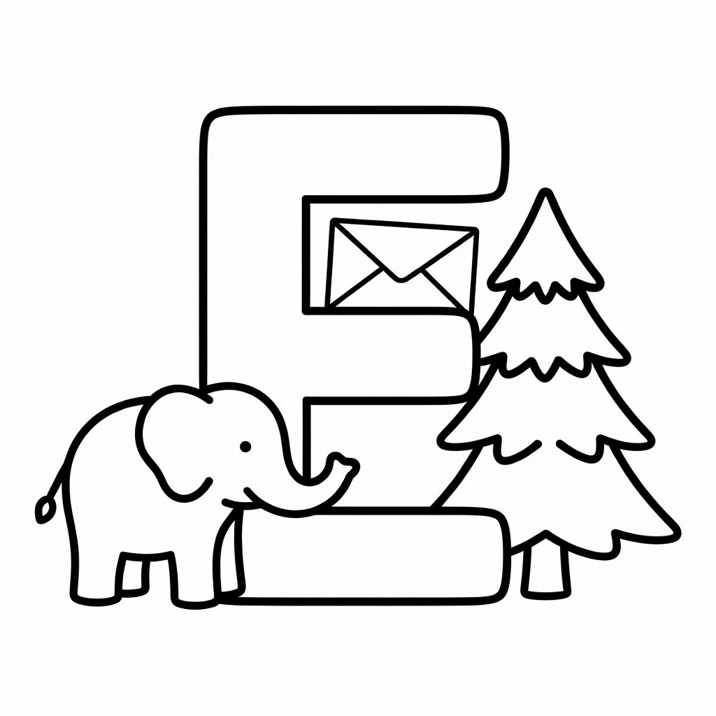 Letter E coloring page