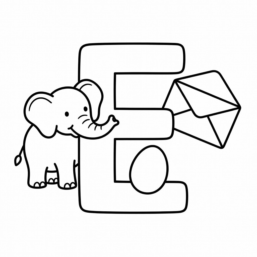 Letter E coloring page