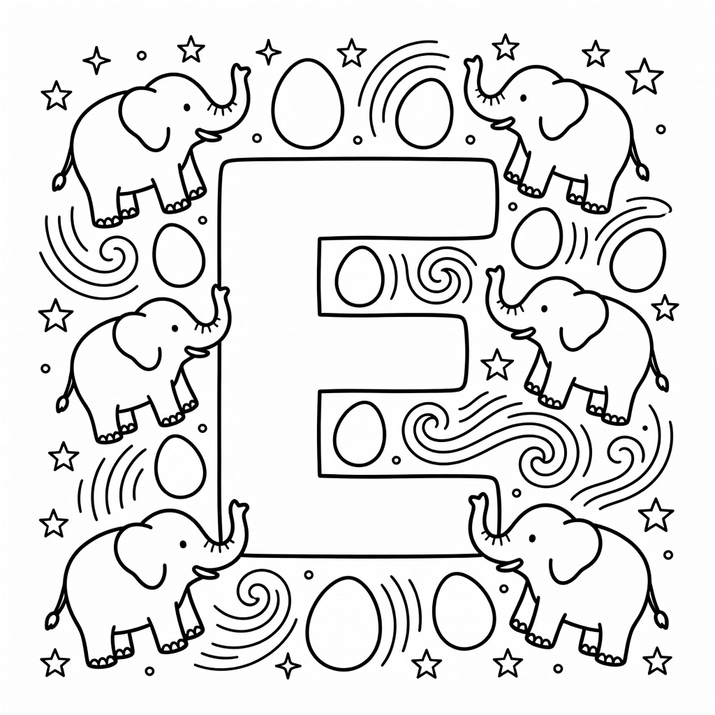 Letter E coloring page