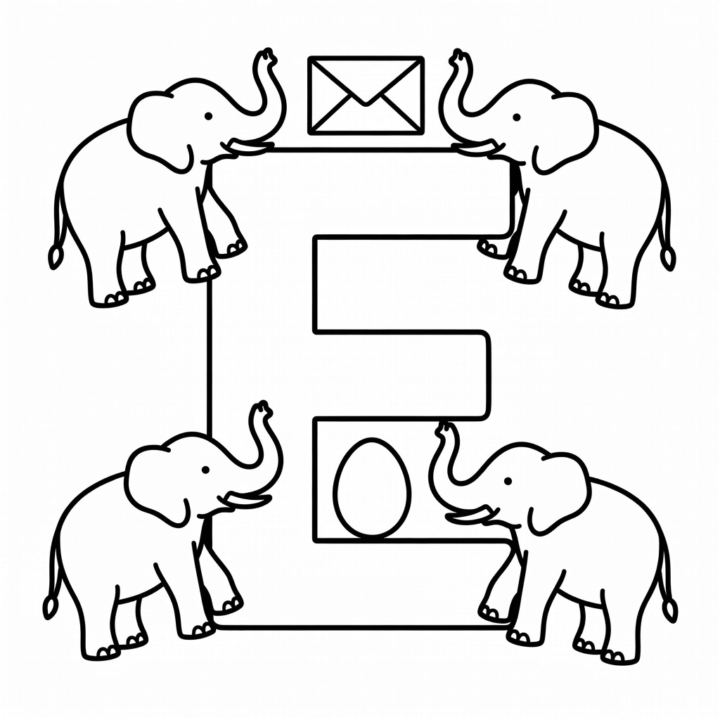 Letter E coloring page
