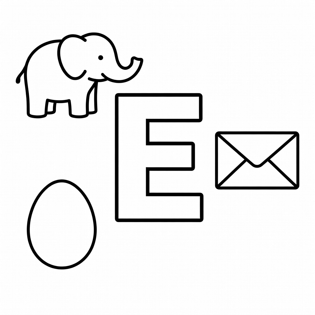 Letter E coloring page