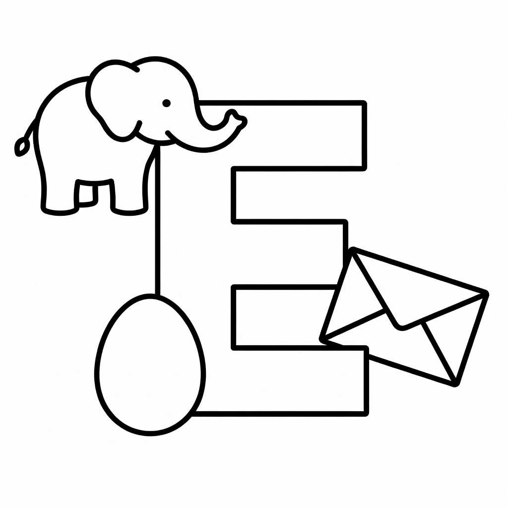 Letter E coloring page